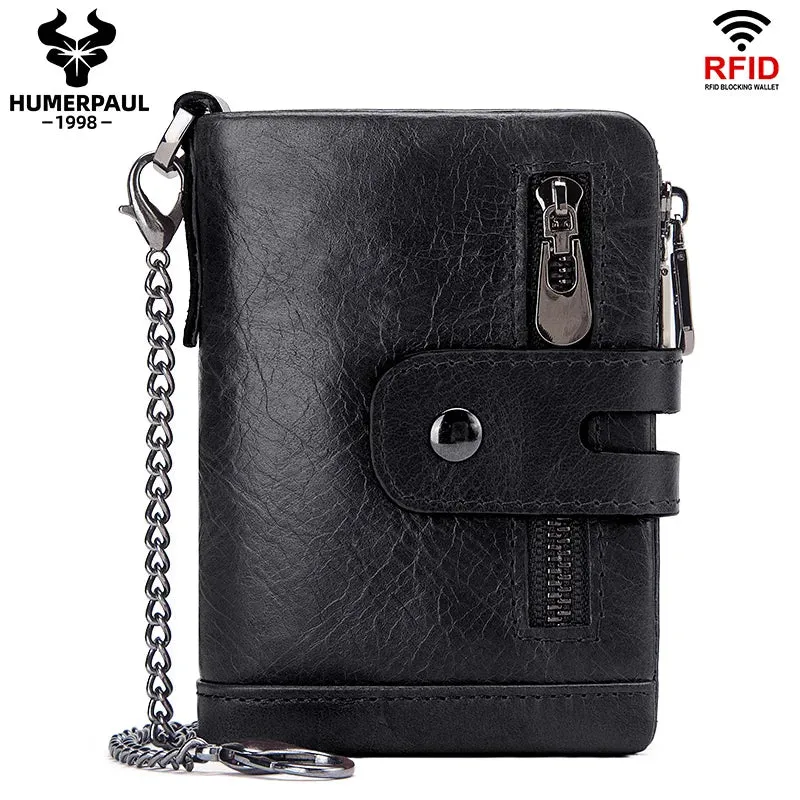 Compact Genuine Leather Men's Wallet with Coin Pocket