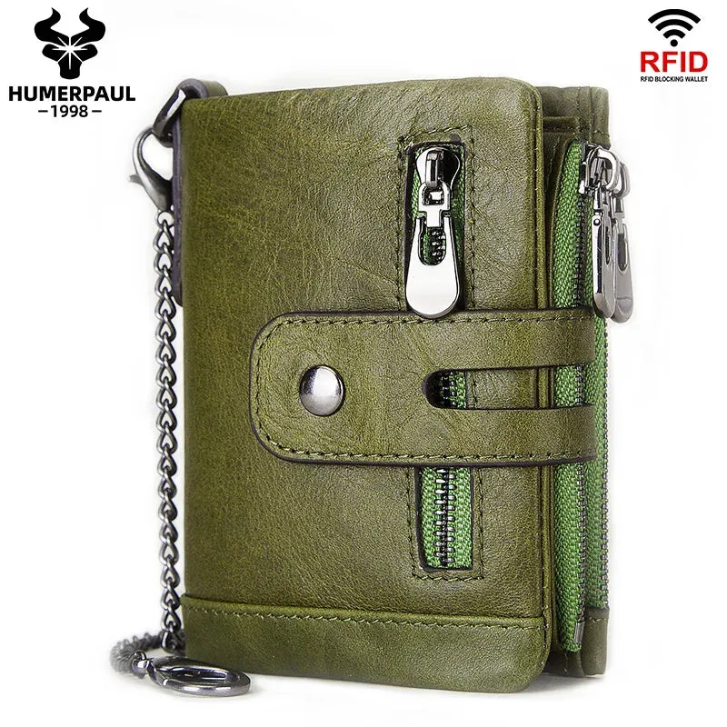 Compact Genuine Leather Men's Wallet with Coin Pocket