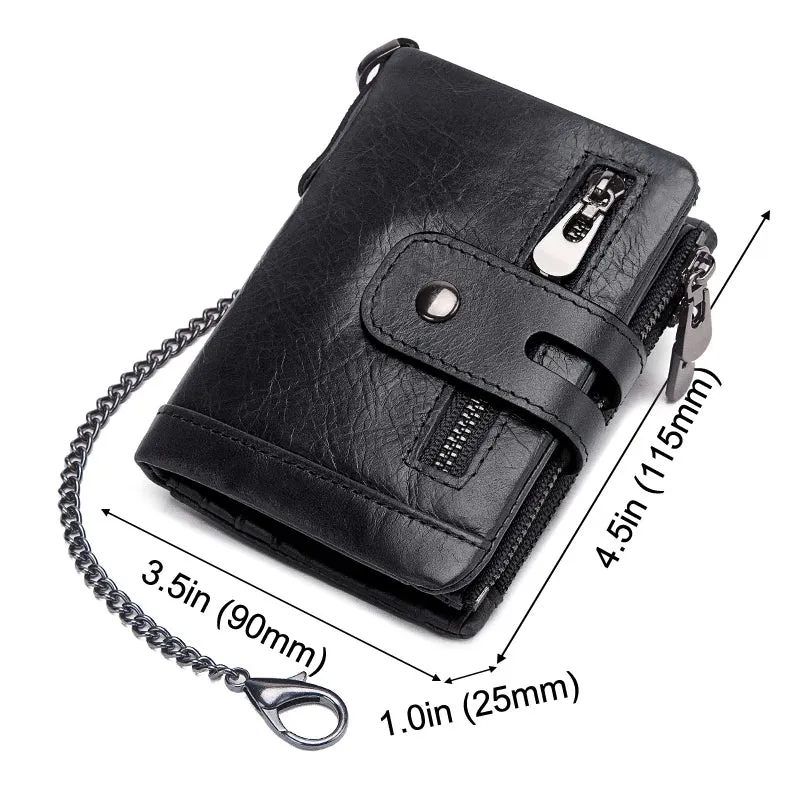 Compact Genuine Leather Men's Wallet with Coin Pocket