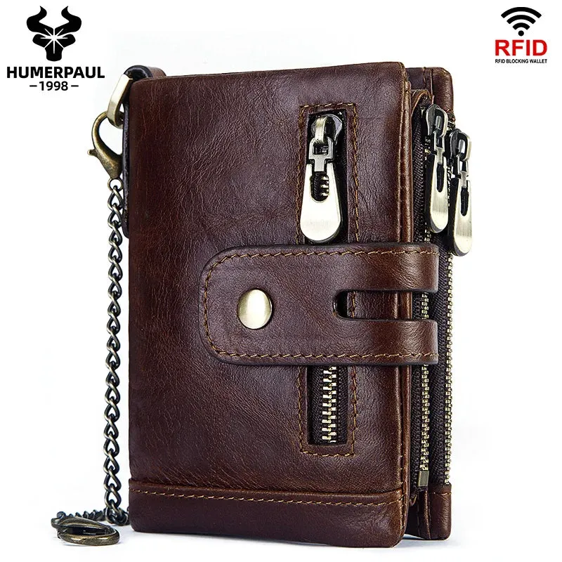 Compact Genuine Leather Men's Wallet with Coin Pocket