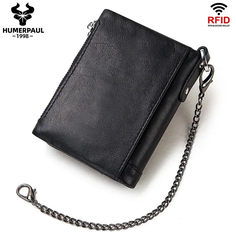 Compact Genuine Leather Men's Wallet with Coin Pocket