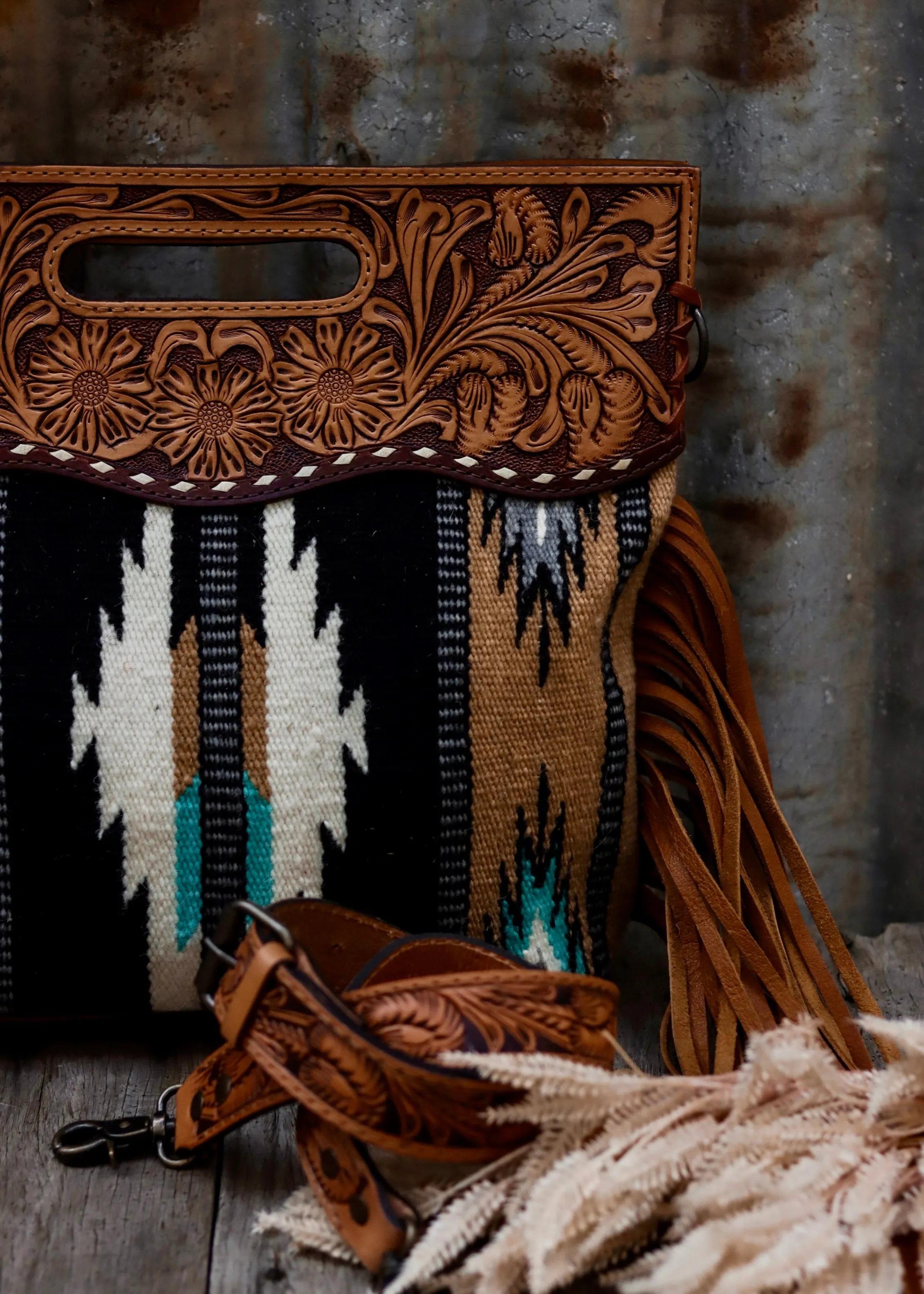 Connie Tooled Leather Saddle Blanket Bag