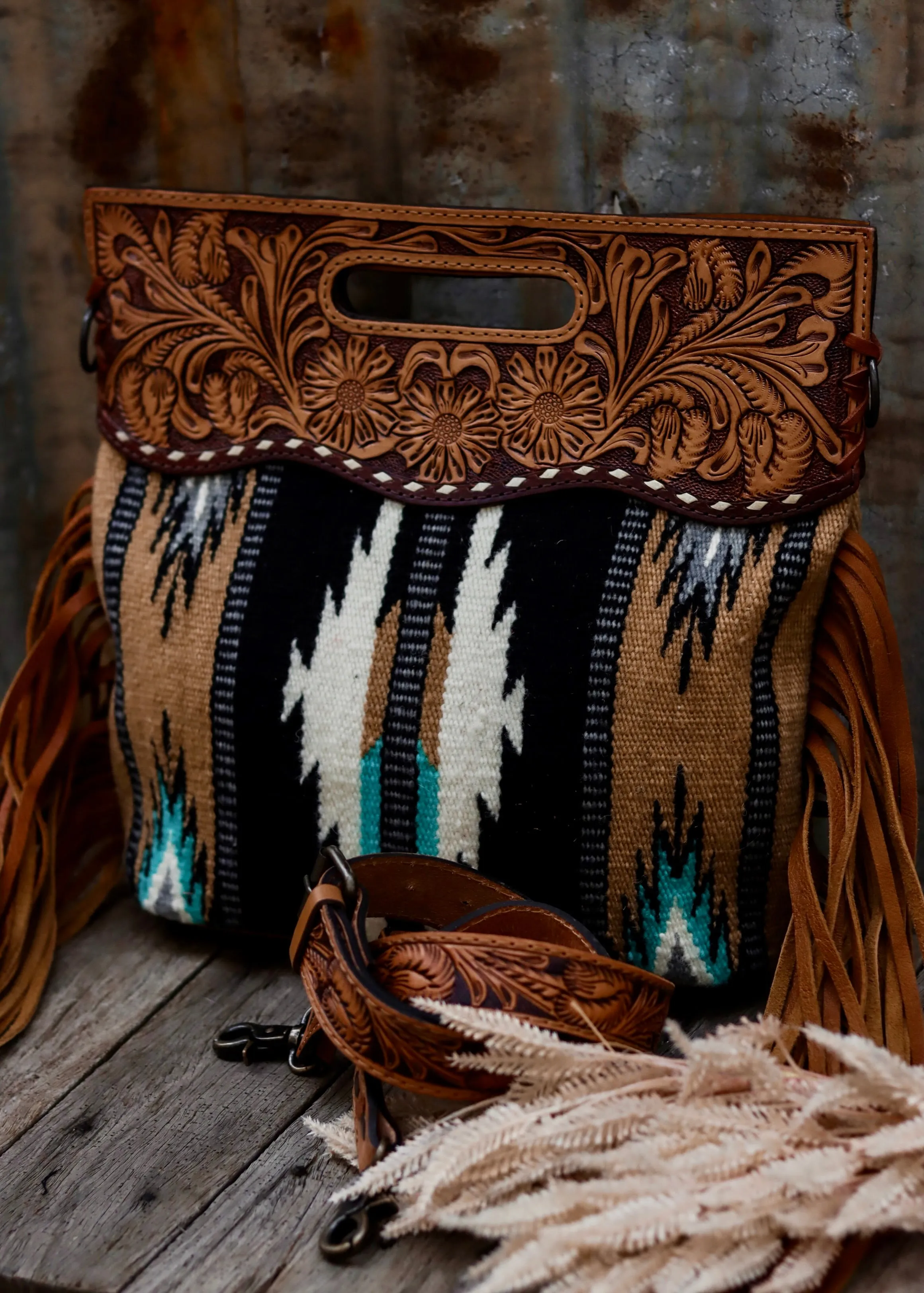 Connie Tooled Leather Saddle Blanket Bag