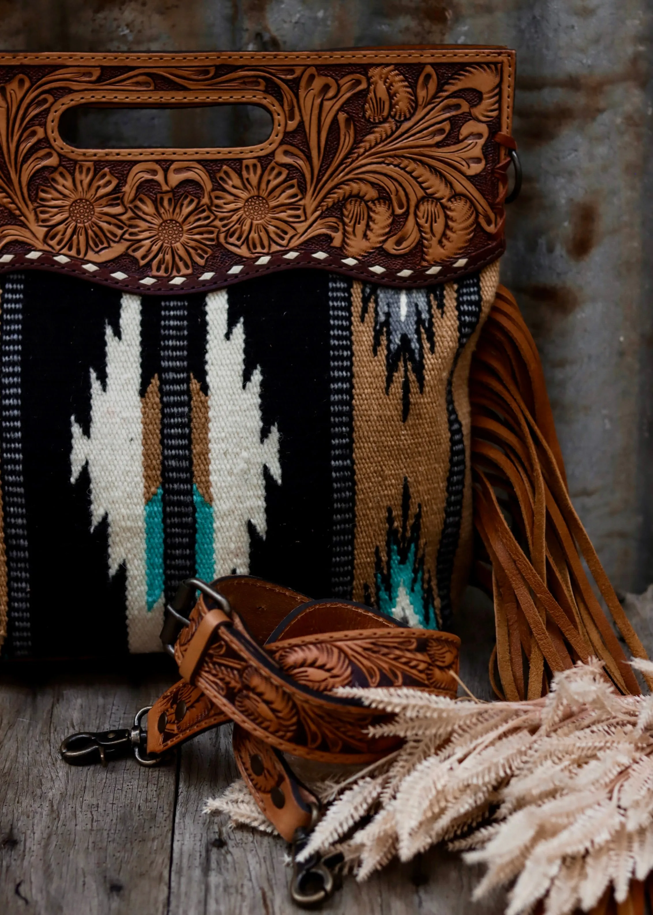 Connie Tooled Leather Saddle Blanket Bag