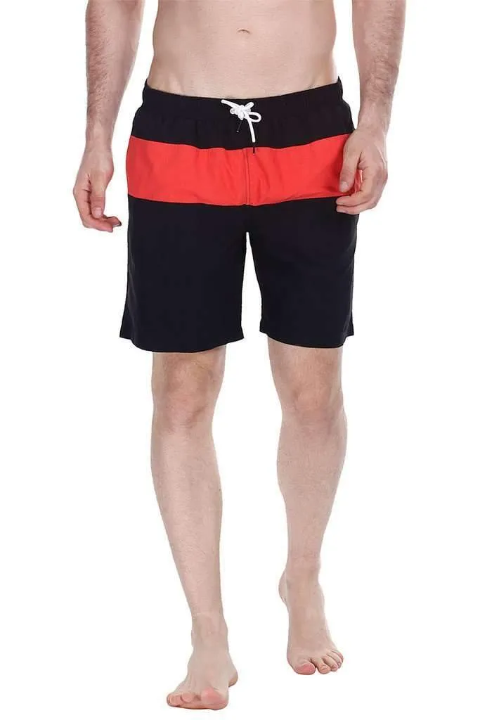 Contrast Color Block Quick Dry Nylon Swim Shorts