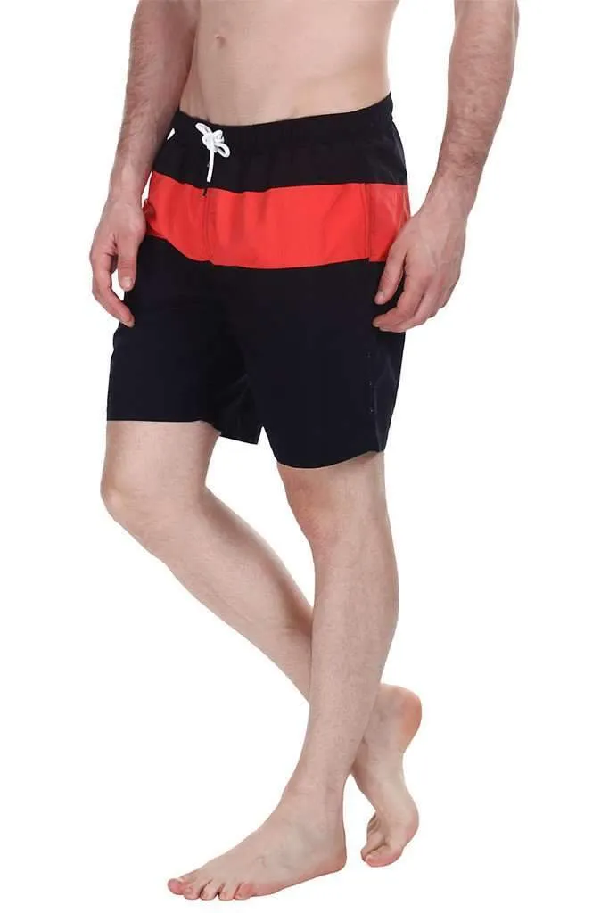 Contrast Color Block Quick Dry Nylon Swim Shorts
