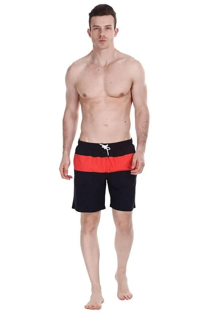 Contrast Color Block Quick Dry Nylon Swim Shorts