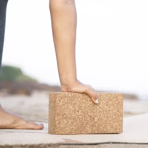 CORK YOGA BRICK  BROWN EXERCISE AND YOGA BLOCK SINGLE PIECE