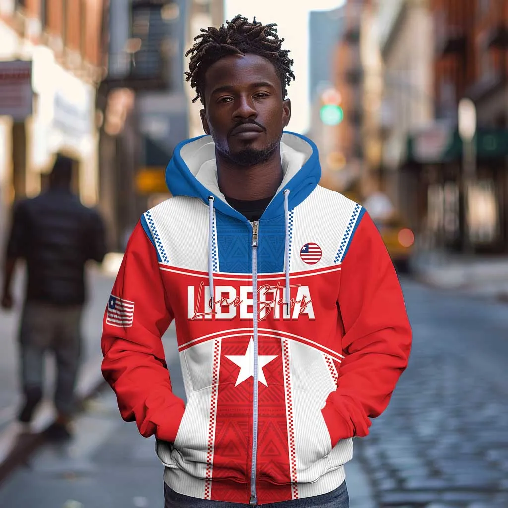 Custom Lone Stars Zip Hoodie Liberia Football - Sporty Style LT14