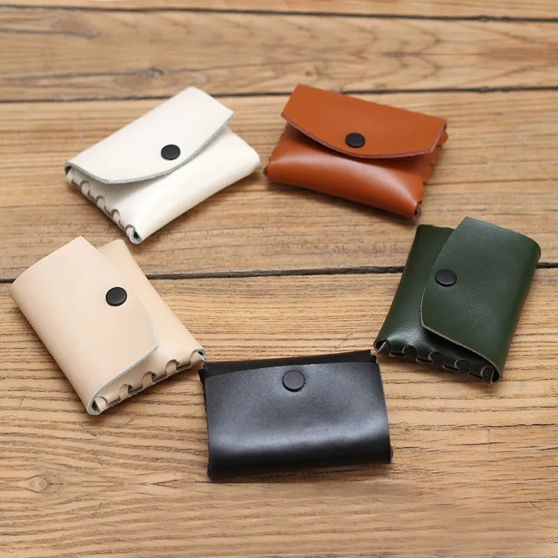 Cute Leather Card Holders Green Women Coin Wallets Handmade Card Wallet For Women