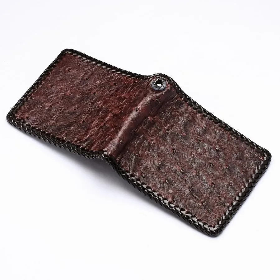 Dark Brown Ostrich Leather Biker Wallets
