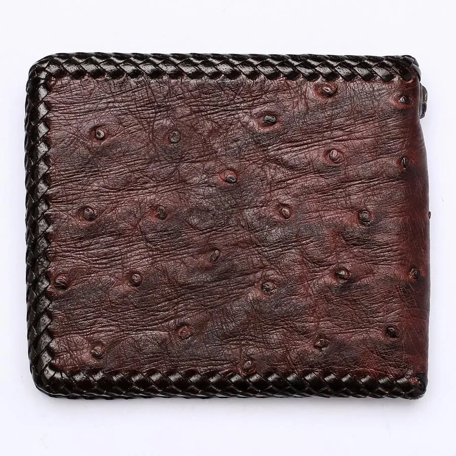 Dark Brown Ostrich Leather Biker Wallets