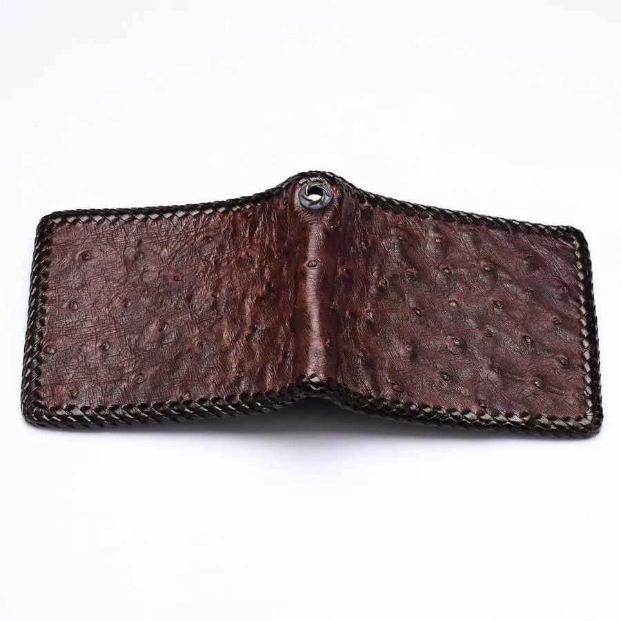 Dark Brown Ostrich Leather Biker Wallets
