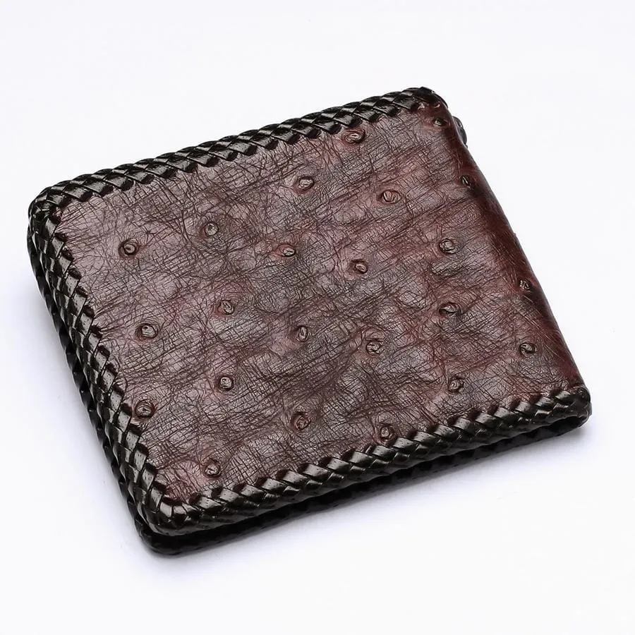 Dark Brown Ostrich Leather Biker Wallets