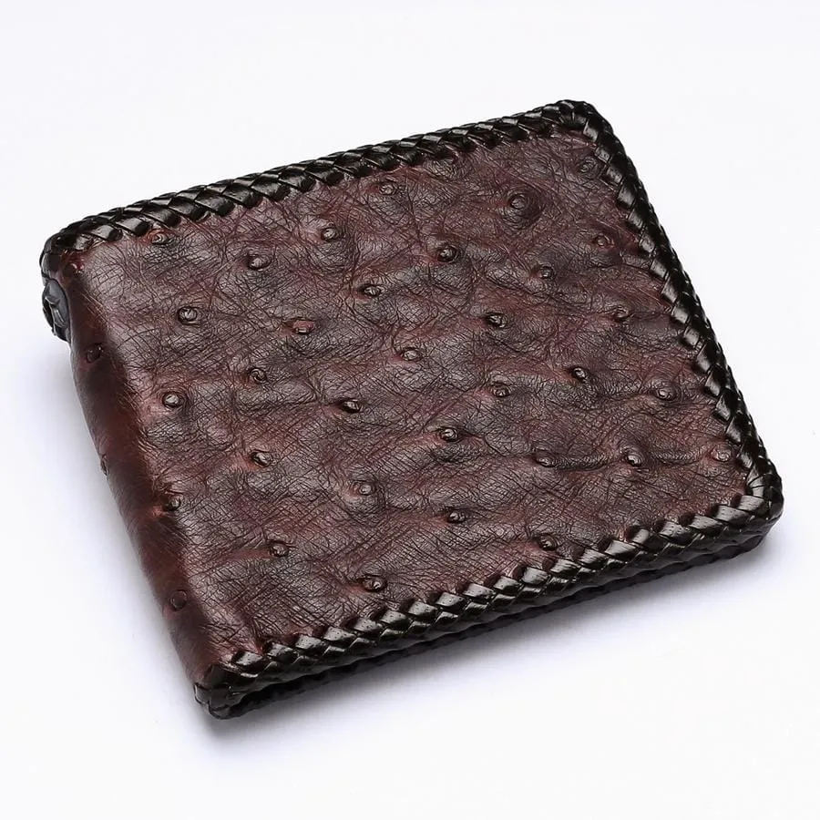 Dark Brown Ostrich Leather Biker Wallets