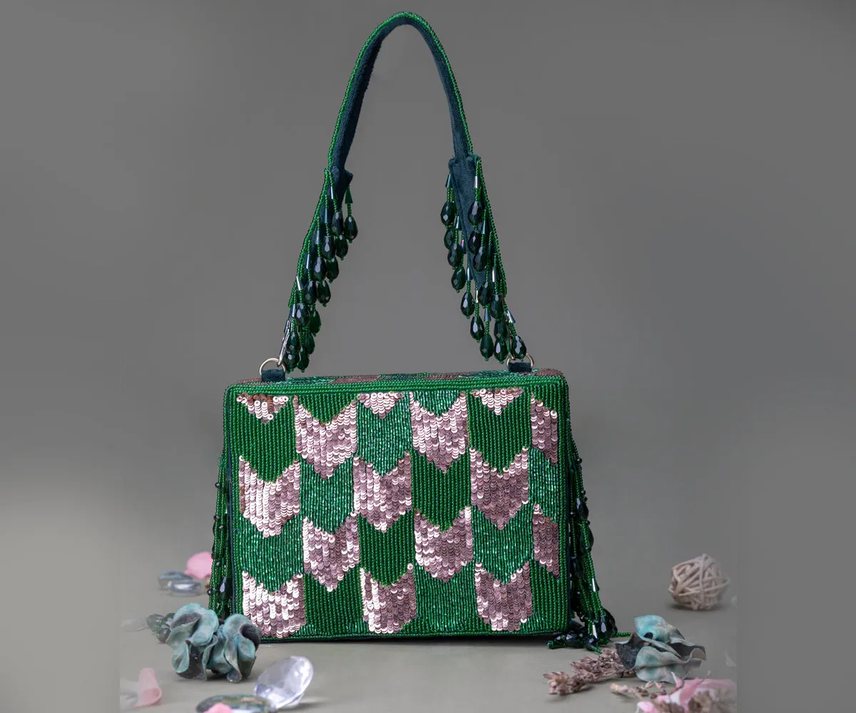 Dishi Clutch – Emerald Green & Rose Gold