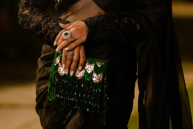 Dishi Clutch – Emerald Green & Rose Gold