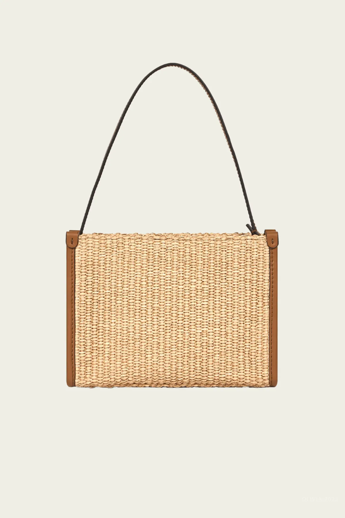 Embroidered Woven Straw Bag in Natural White