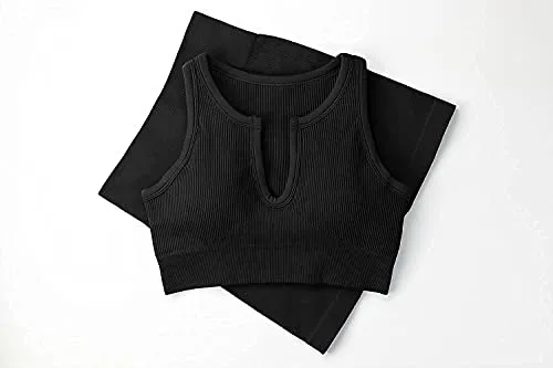 FAFOFA Women's Ribbed Booty Shorts and Bra Set