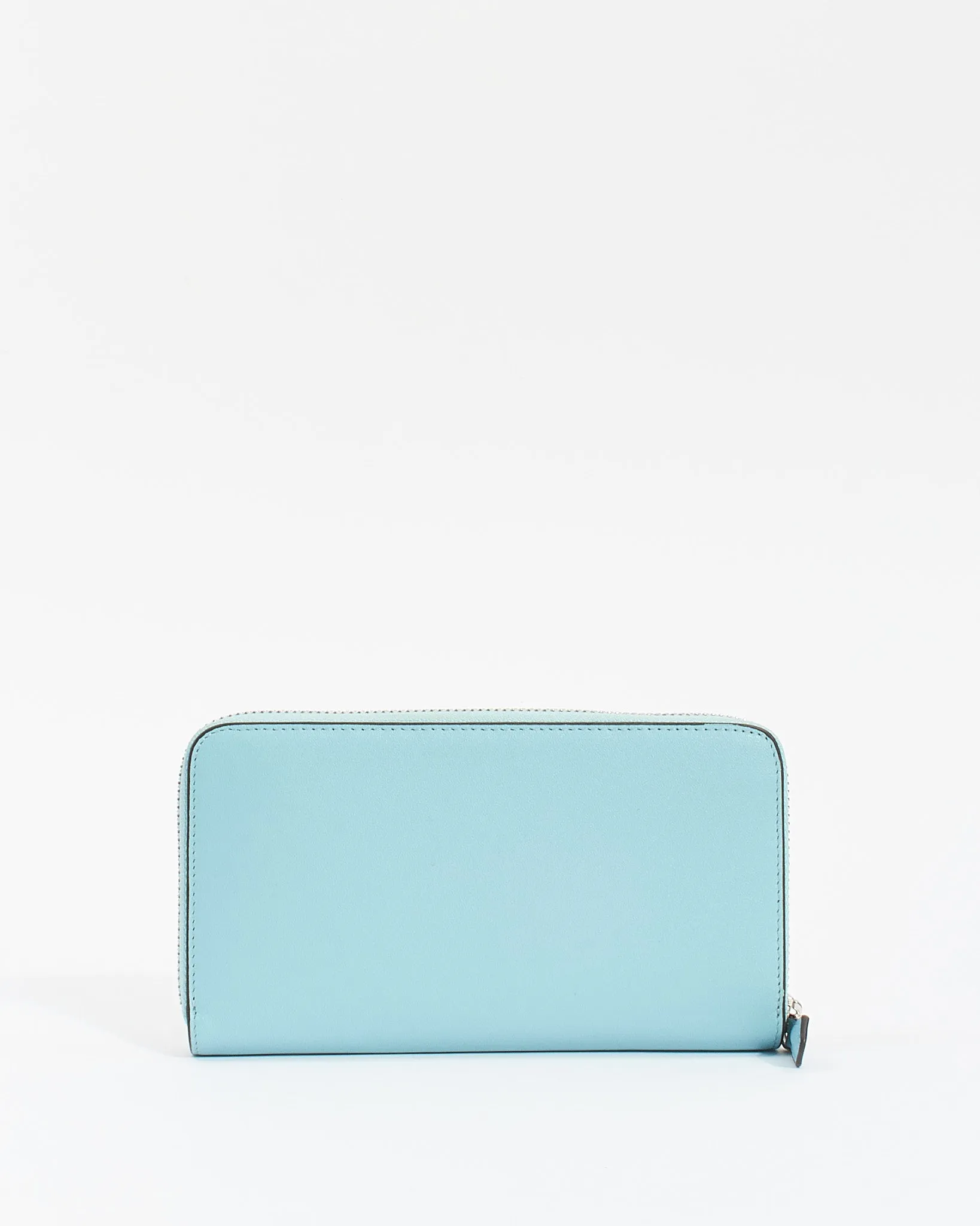Fendi Blue Leather Hypnoteyes Flower Monster Zippy Wallet