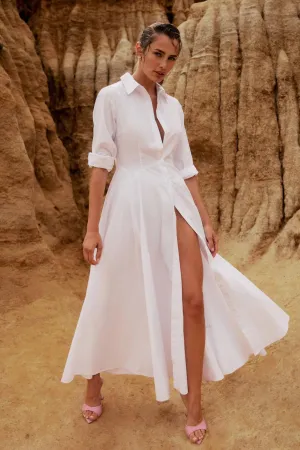 Fixation Maxi Shirt Dress - White