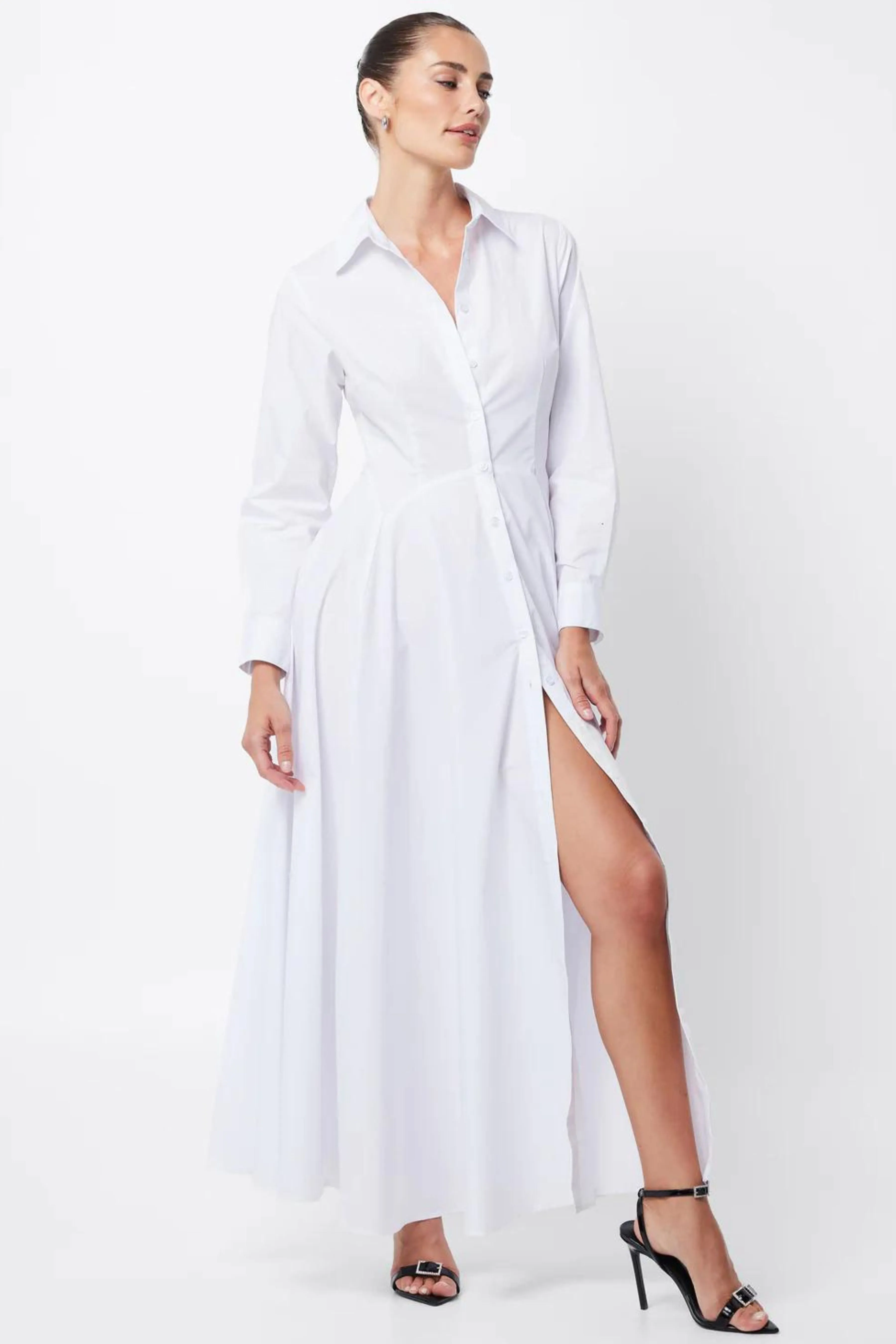 Fixation Maxi Shirt Dress - White