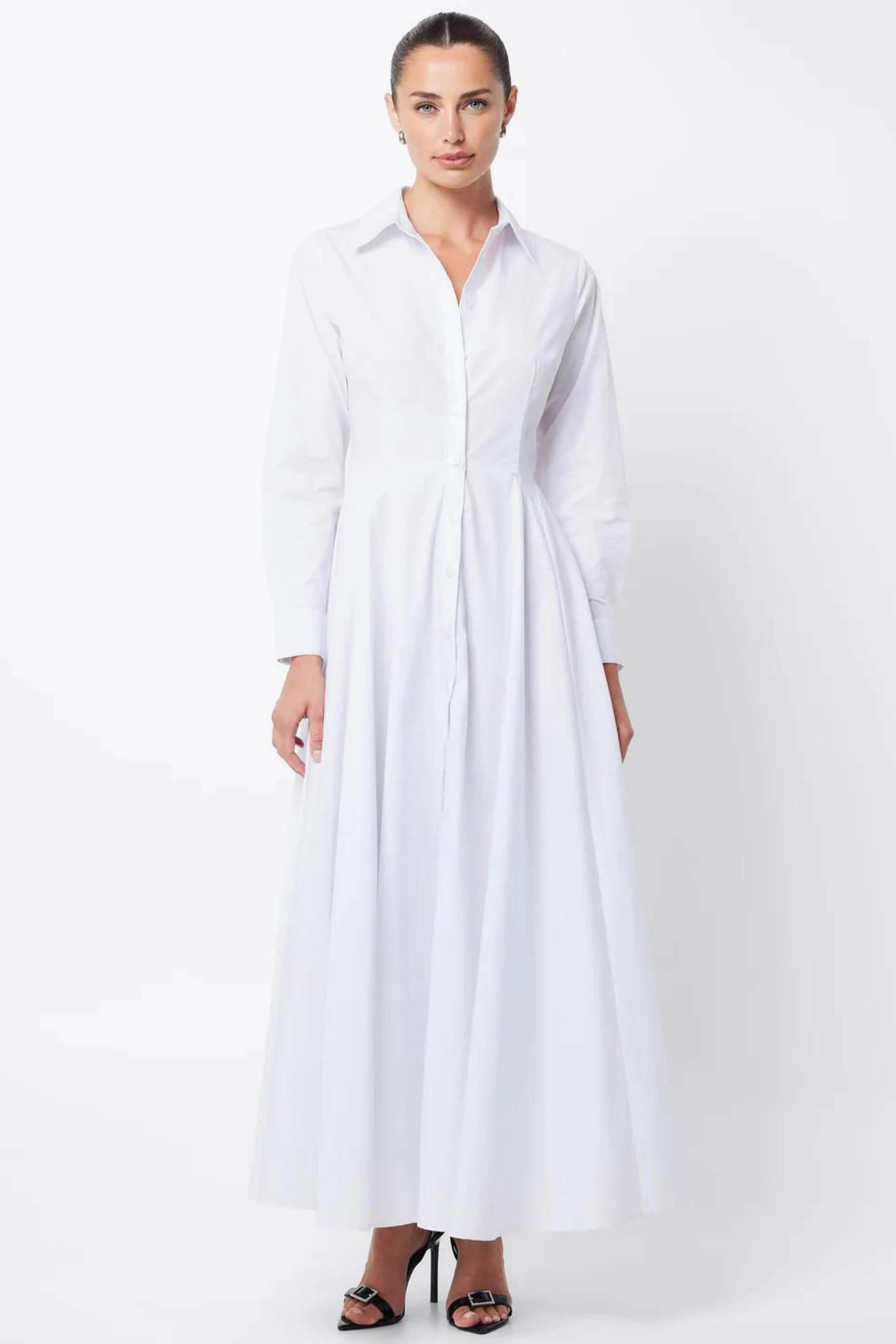 Fixation Maxi Shirt Dress - White