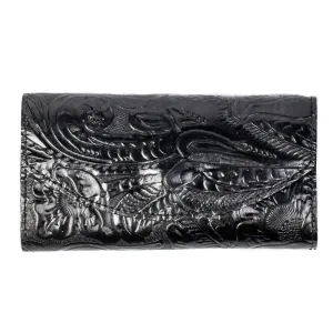 Floral Ladies Organizer Wallet- Black