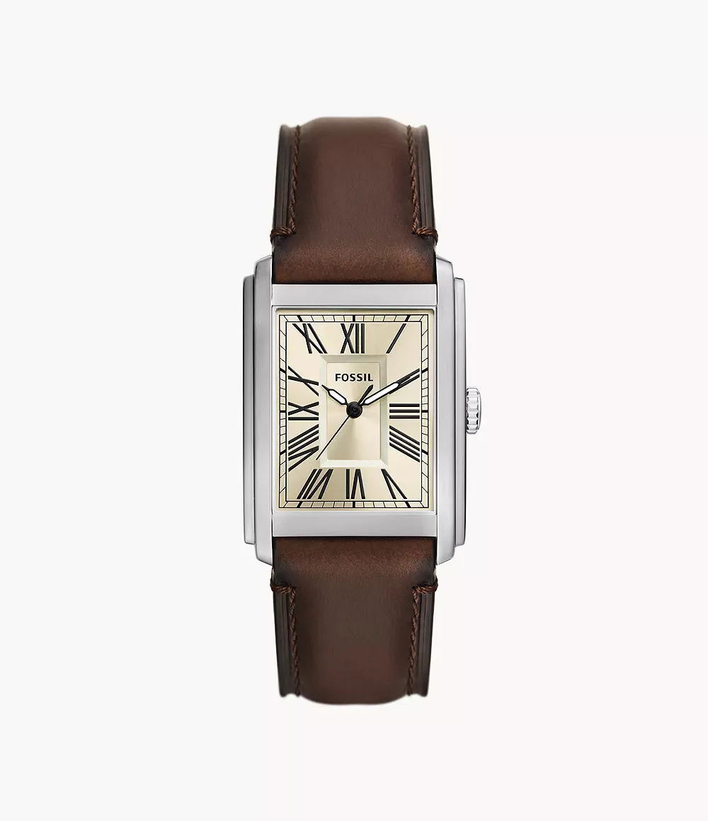 Fossil Carraway Three-Hand Brown Leather 30mm Mens Watch