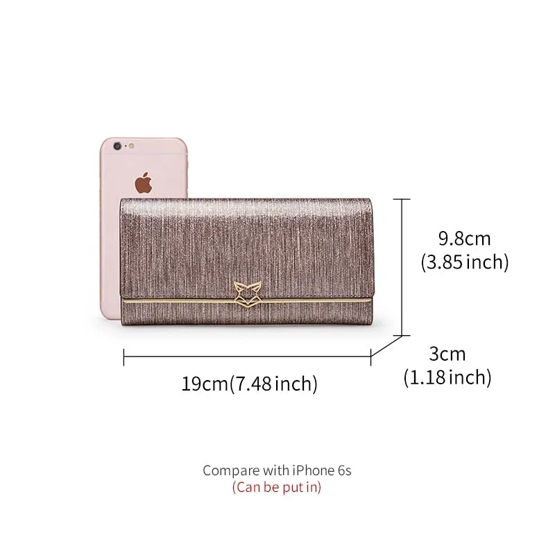 FOXER Brand High Quality Split Leather Women's Wallet with Striped Pattern