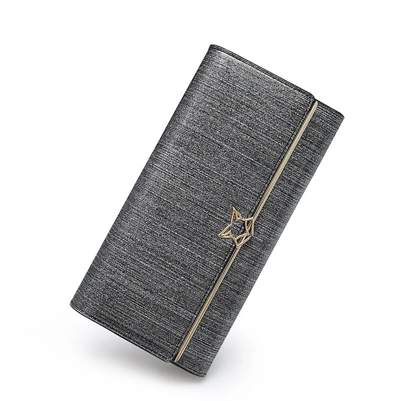 FOXER Brand High Quality Split Leather Women's Wallet with Striped Pattern