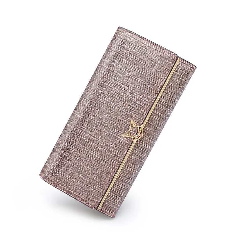 FOXER Brand High Quality Split Leather Women's Wallet with Striped Pattern
