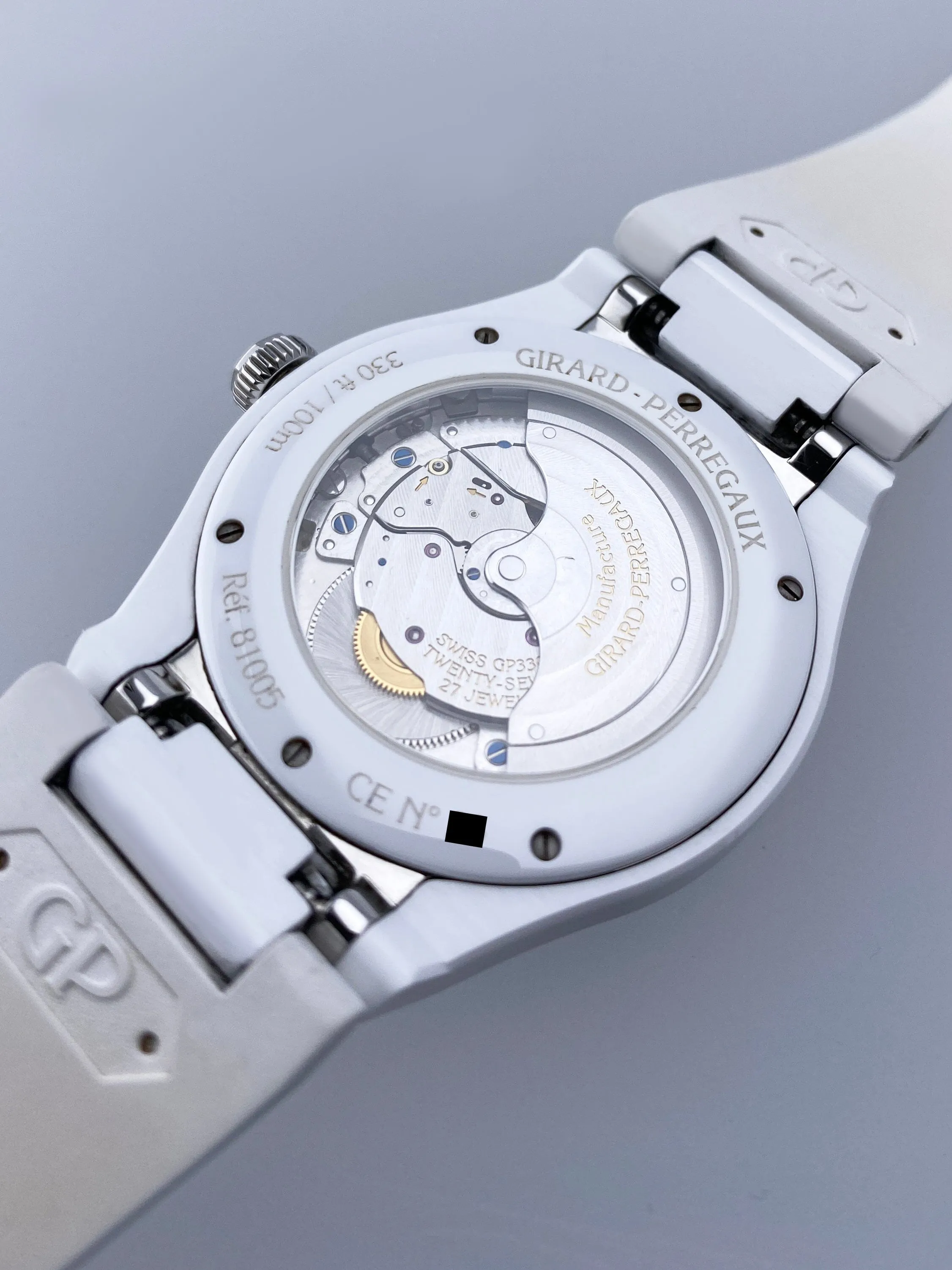 Girard Perregaux Laureato 81005 White Ceramic Ladies Watch