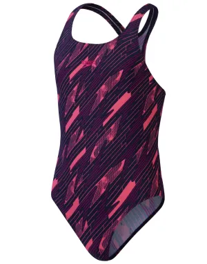 Girls Hyperboom Allover Medalist Swimsuit - Navy/Pink