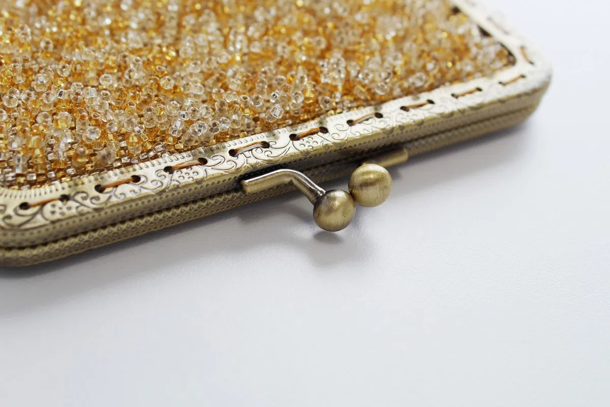 Glass Bead Metal Frame Mini Clutch - PORCUPINE