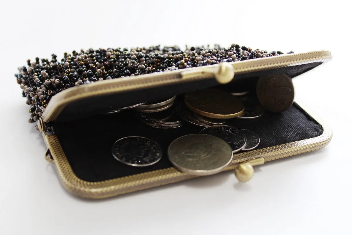 Glass Bead Metal Frame Mini Clutch - PORCUPINE