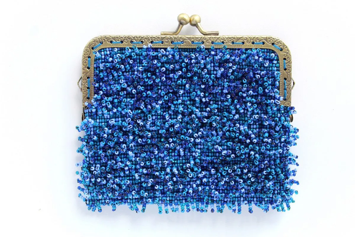 Glass Bead Metal Frame Mini Clutch - PORCUPINE