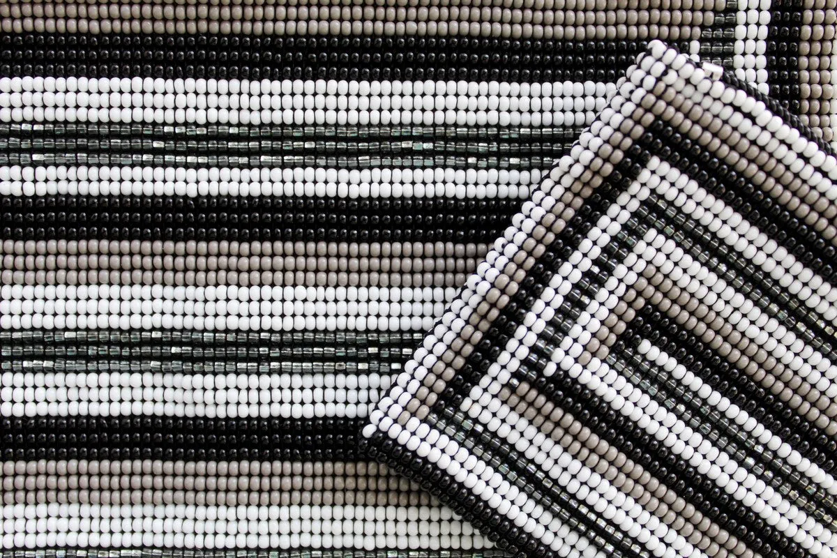 Glass Bead Rectangle Clutch - BLACK & WHITE
