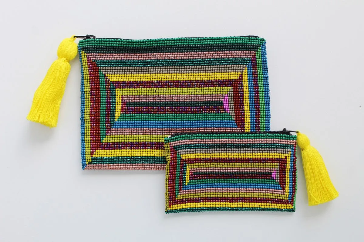 Glass Bead Rectangle Clutch - MULTI