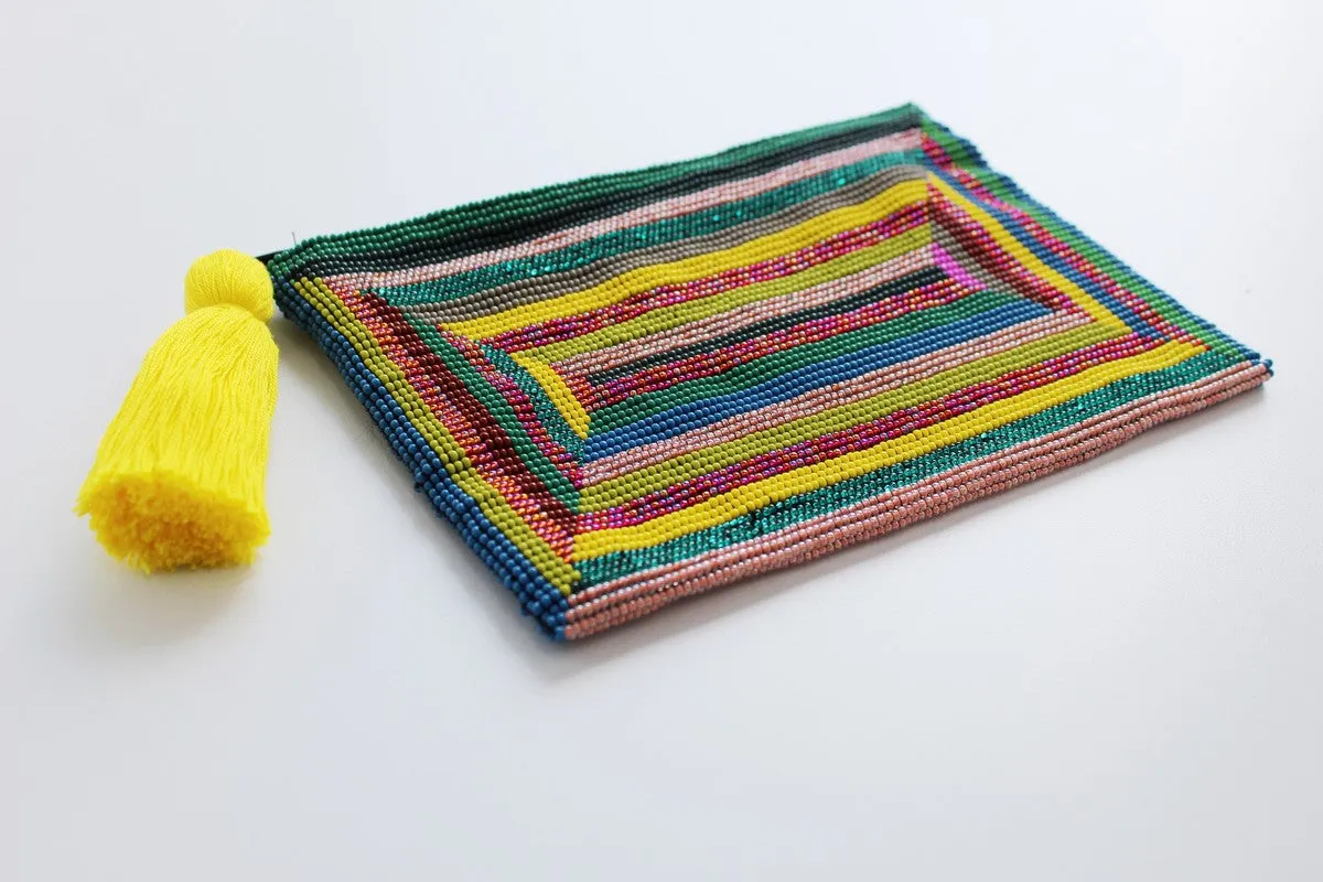 Glass Bead Rectangle Clutch - MULTI
