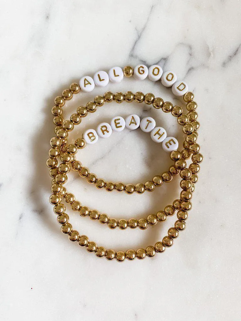 Gold All Good & Breathe Beaded Bracelet Set