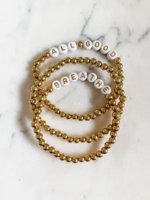 Gold All Good & Breathe Beaded Bracelet Set