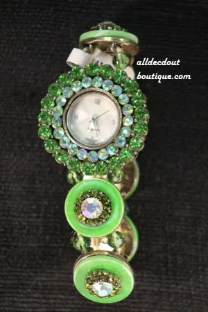 Green/White Green Rhinestones & Jewels | One Size Band