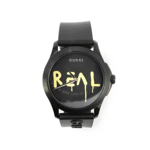 Gucci G- Timeless YA1264017 Black Rubber Band Black REAL Motif Dial 38mm Mens Watch