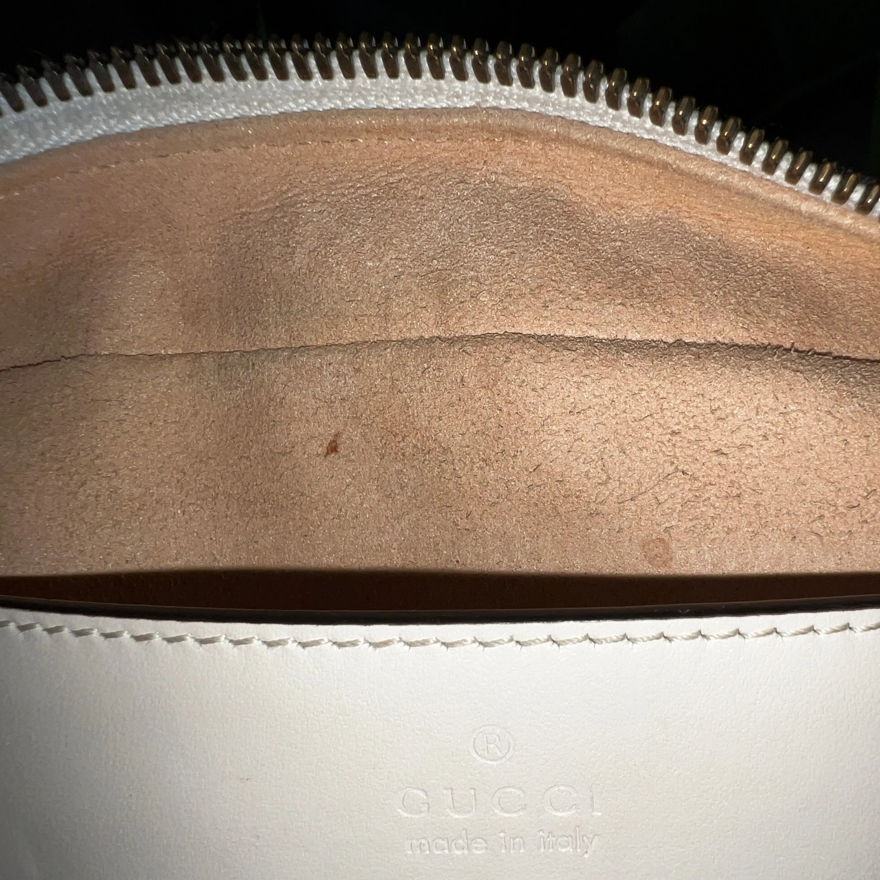 GUCCI GG Marmont White Leather Small Shoulder Bag