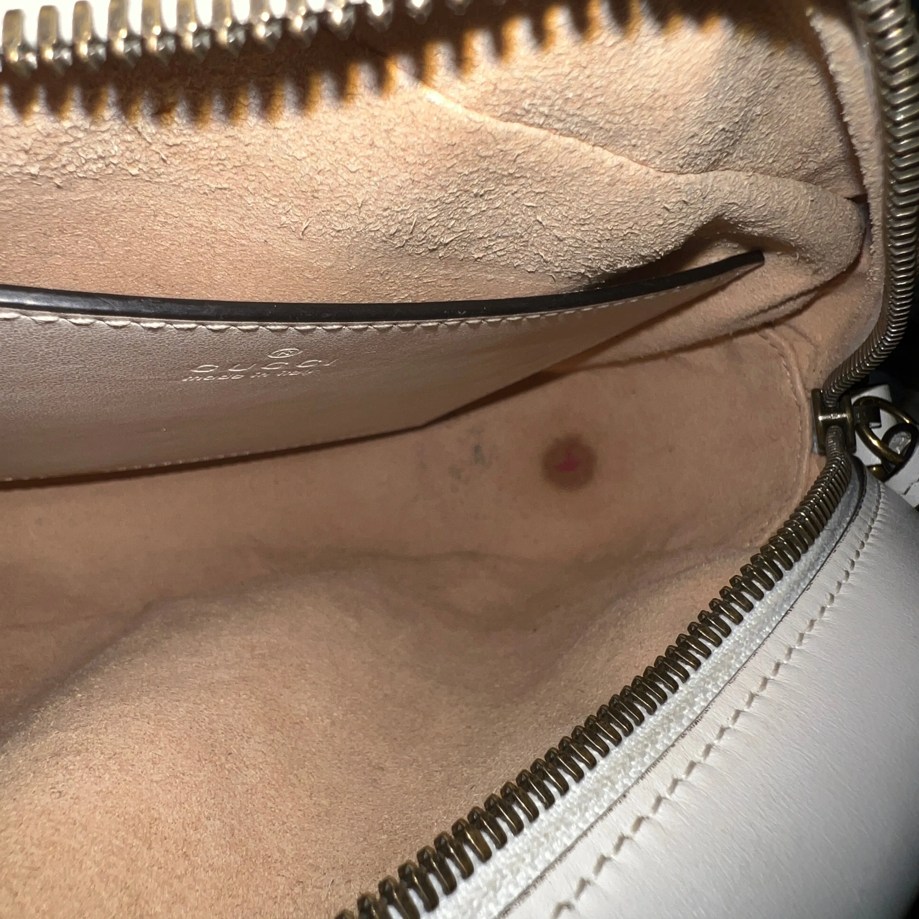 GUCCI GG Marmont White Leather Small Shoulder Bag