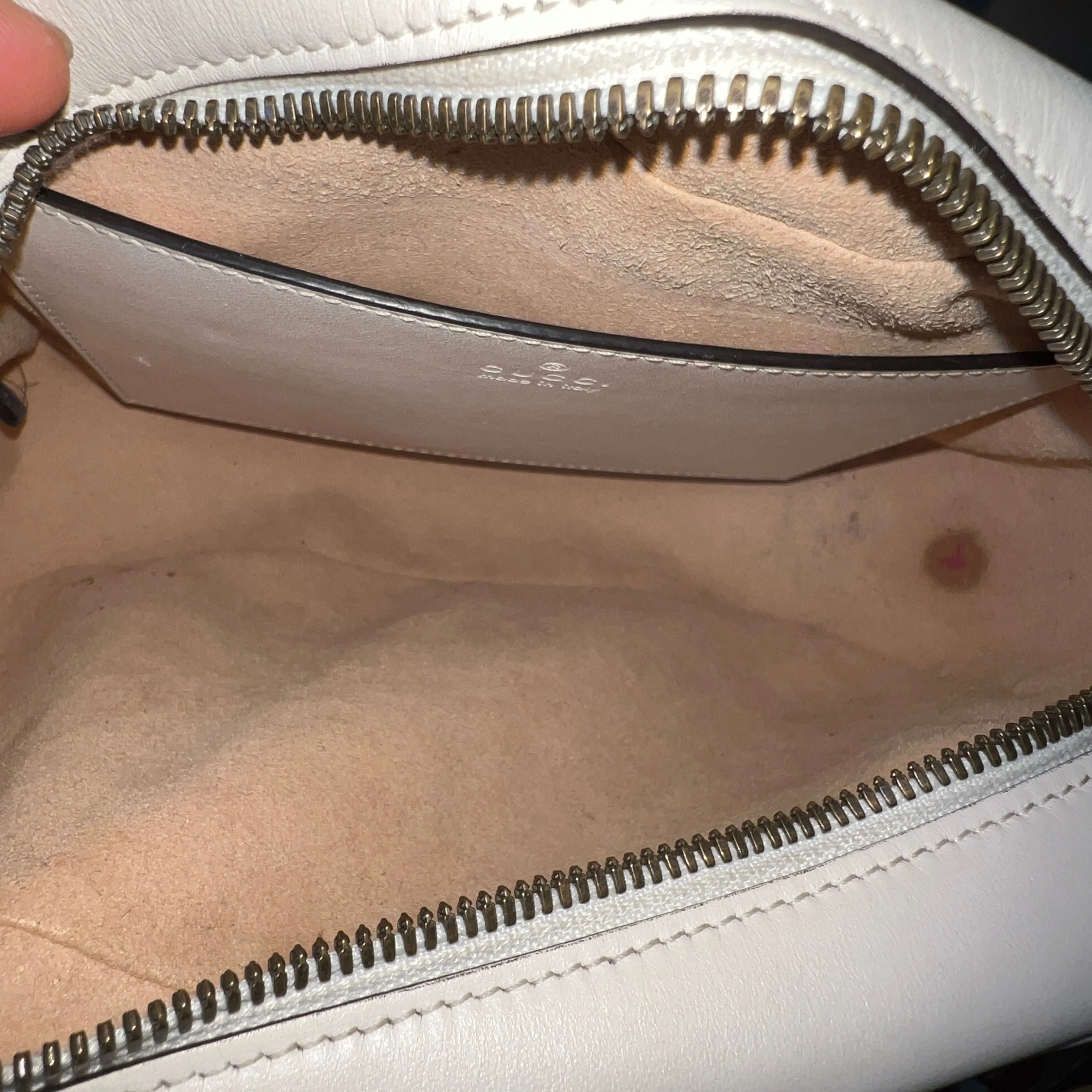 GUCCI GG Marmont White Leather Small Shoulder Bag