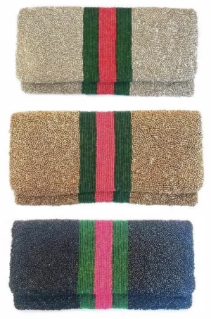 Gucci Inspired Beaded Stripe Clutch
