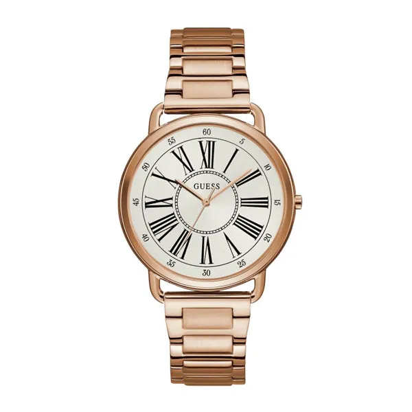 Guess Kennedy Rose Gold Stainless Steel Silver Dial Quartz Watch for Ladies - W1149L3
