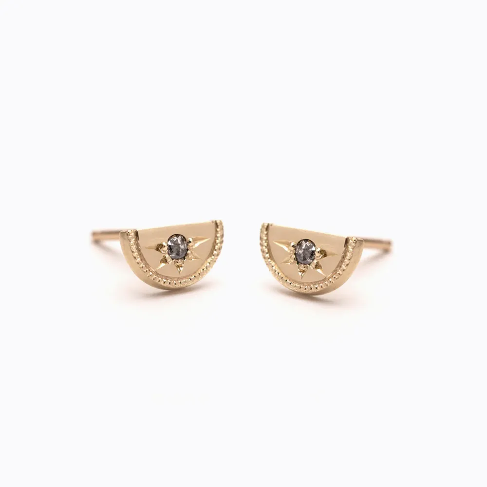 Half Moon Luna Diamond Stud Earrings